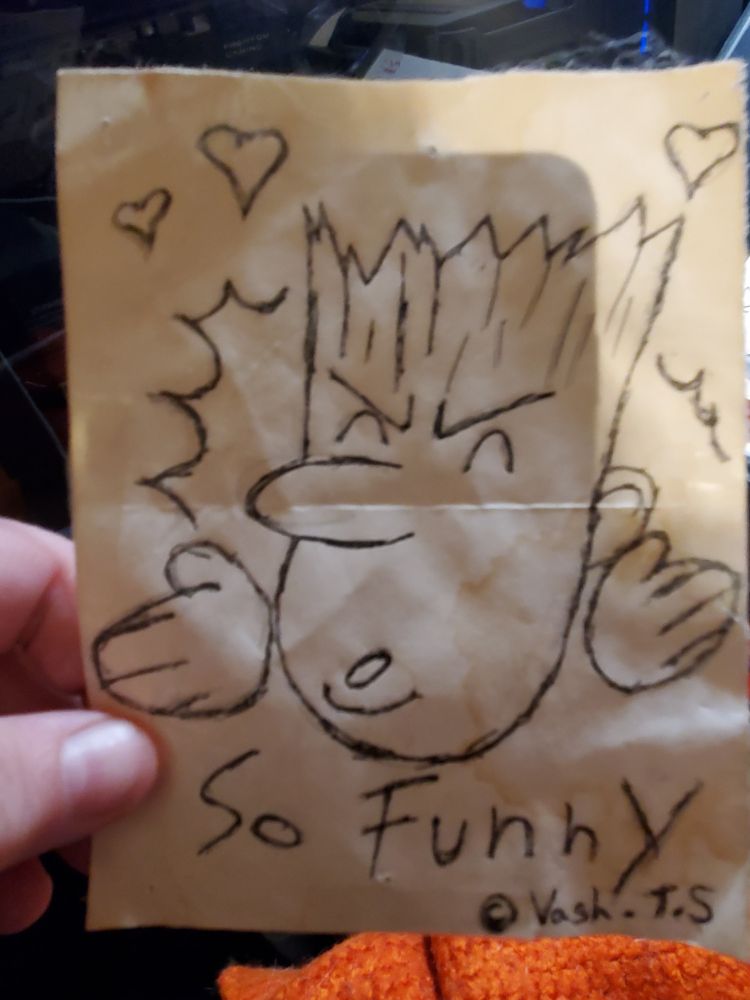 Pen drawing of small note copied from an episode of Trigun(98), where Vash drew a note to taunt someone.