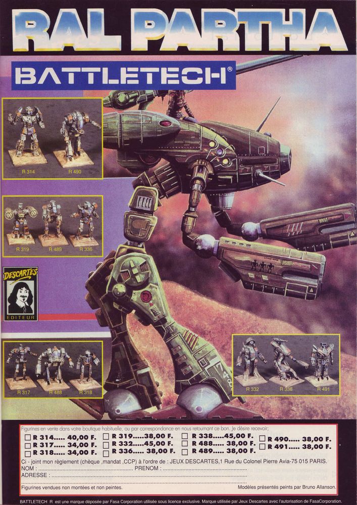 French BattleTech miniature advert from 1992. Source: Casus Beli #71.