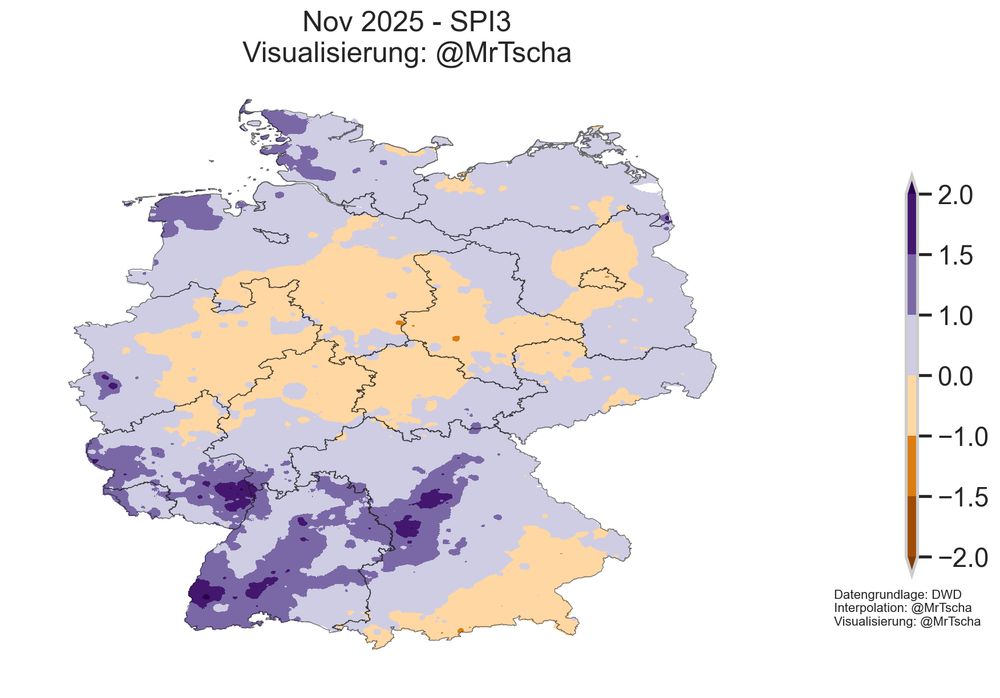 Dreimonatiger SPI für Deutschland im November 2025