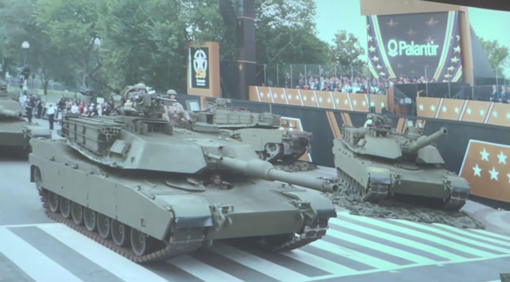 Military parade with Palantir ad 