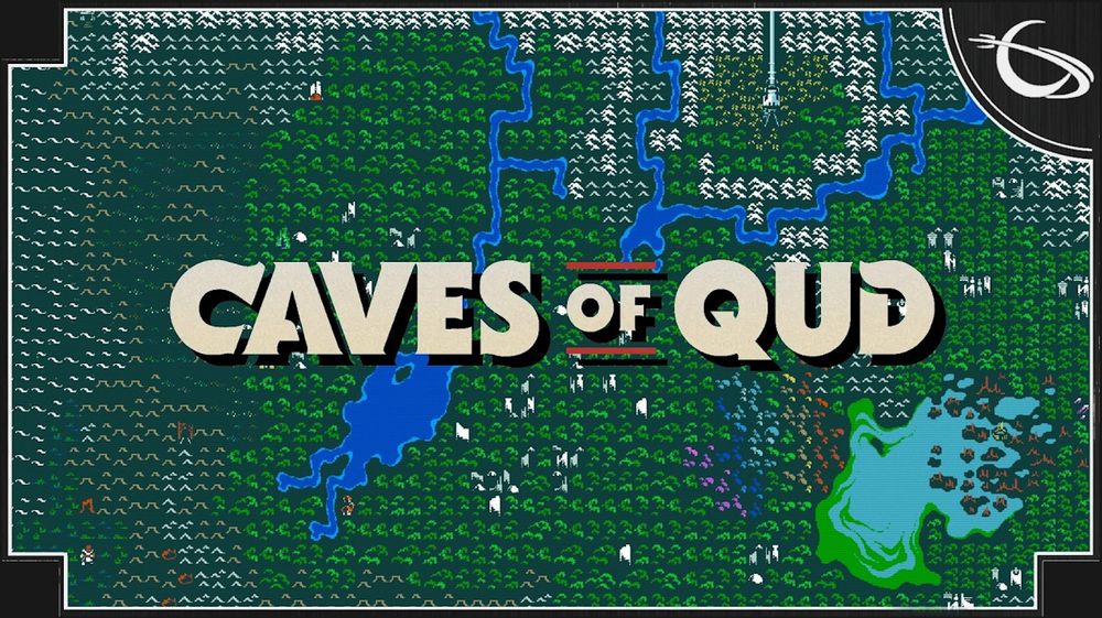 Caves of Qud banner, showing the game's logo of the overworld map.