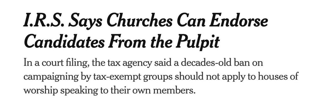 IRS says churches can endorse candidates from the pulpit 