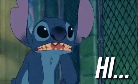 stitch from disney 's lilo and stitch is waving and saying hi