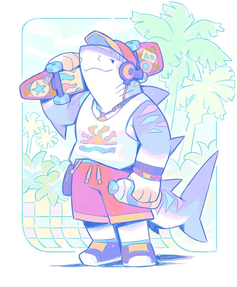 Skate Shark Time! 🛹🦈✨

This is Tiago, the tiger shark on a day of skateboarding!
