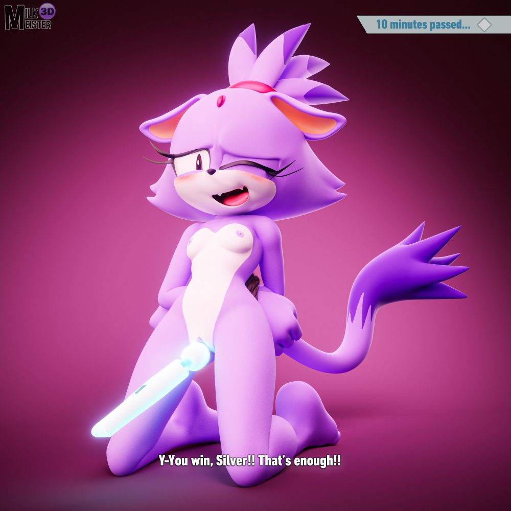 Blaze being stimulated with a massage wand via Silver's ESP abilities. 10 minutes have passed since it began.