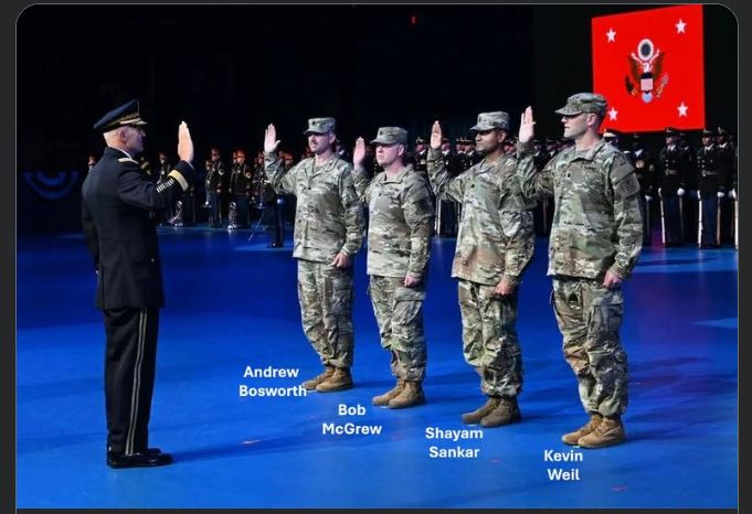 I genuinely cannot believe I’m saying this and that it is not a top-of-the-page headline story across the country, but the US Army just swore in four tech executives as Lieutenant Colonels: Shayam Sankar, the CTO of Palantir (Peter Thiel’s company), Andrew Bosworth, the CTO of Meta (Mark Zuckerberg’s company) and OpenAI’s chief product officer Kevin Weil and former chief research officer Bob McGrew, (the company belonging to Sam Altman.) These four men are all now one rank away from a General. Second-in-command for field-grade officers. There are 16 ranks lower than a Lieutenant Colonel and these four untrained civilians just leapfrogged over soldiers who have dedicated their entire career and lives to the US military. Apparently, these men are going to work on “targeted projects to help guide rapid and scalable tech solutions to complex problems.” A sentence that means absolutely nothing because clearly this is just a way of giving these companies access to top-secret information without them having to go through any pesky background checks. If that doesn’t scare you, it really should, because we already know that Palantir is building a massive centralized database using much of the information they acquired from DOGE, Elon Musk’s foray into the American government. These billionaire tech-bros are compiling lists of our most sensitive information. Our tax records, medical data, bank accounts, Social Security information, immigration status, etc. This administration is allowing them to build the infrastructure for techno-feudalism. Authoritarianism in the form of data and surveillance. It is a horrifying and blatant conflict of interest that harms the safety and security of all Americans. There should not be this much overlap between private tech and the US government, certainly not between private tech and the US military. I don't know how asleep at the wheel Congress can be but they should be shutting this down immediately -Leigh McGowan, Politics Girl Podcast