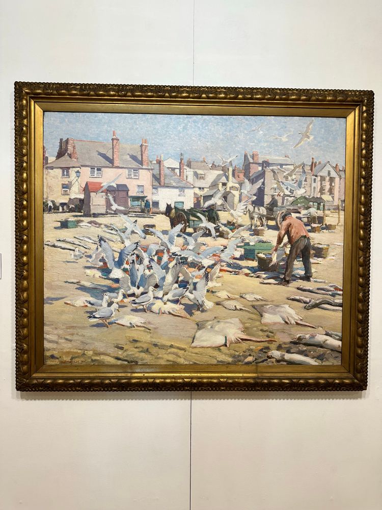 Charles W Simpson RI (1885 - 1971)
Line Fishing Season, undated. 
Painting of gulls 