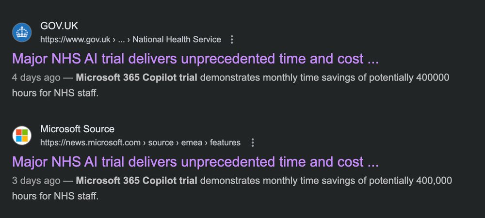 a google search results page showing that a Microsoft Source article appears to exist with the URL in the post