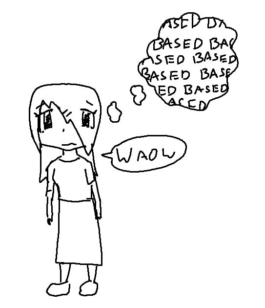 drawing of a character saying 