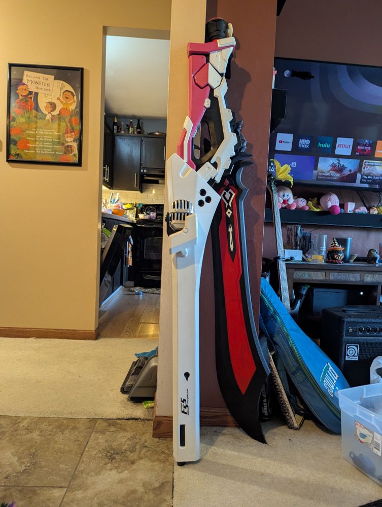 Cosplay prop of Elphelt's rifle, Miss Charlotte, from Guilty Gear Strive 