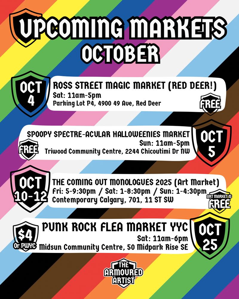 Here’s all the markets I’ll be at this October