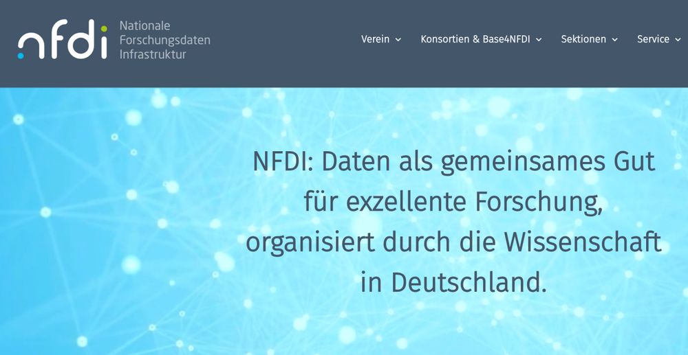 Screenshot von der Startseite der Nationalen Forschungsdaten Infrastruktur-Website (Ausschnitt), Stand: 14.07.2025.