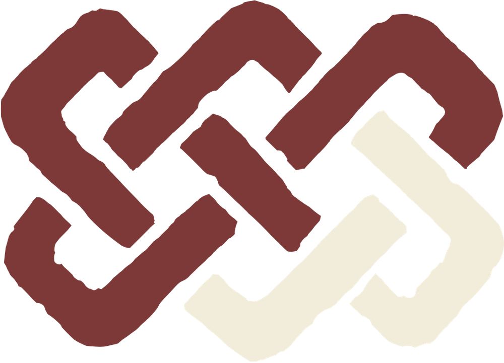 Logo for the 2025 EAA annual meeting, showing a double know, on the top with a dark red colour and the bottom beige. 