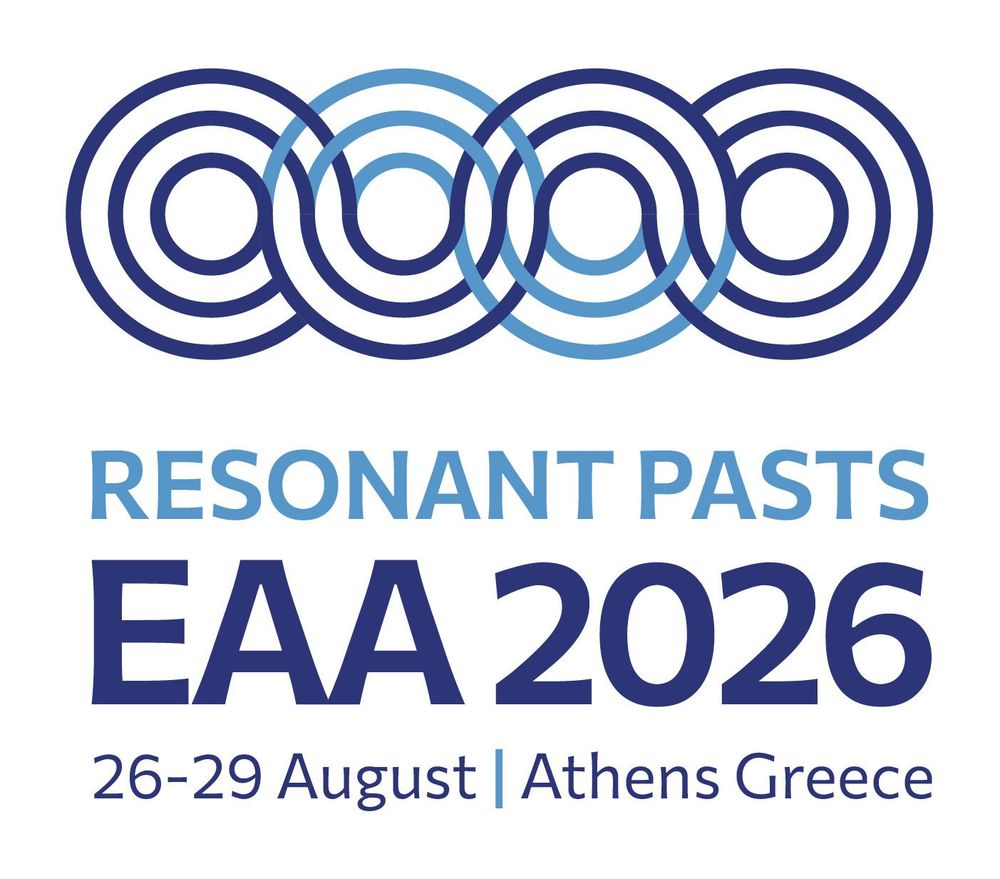 Logo for the EAA annual meeting to be held in Athens (Greece) between the 26 and 29 of August. The theme of the conference is "Resonant Pasts"
The image shows the information in blue text and on the top four circles interlinked. 