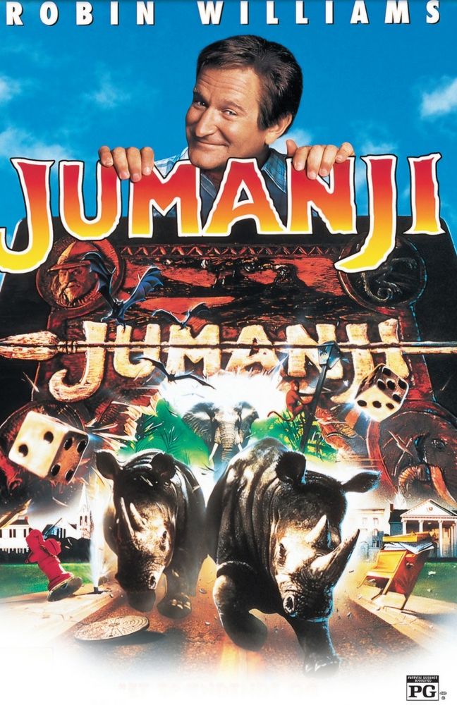 Pair of rhinoceros, dice, and Robin Williams. 