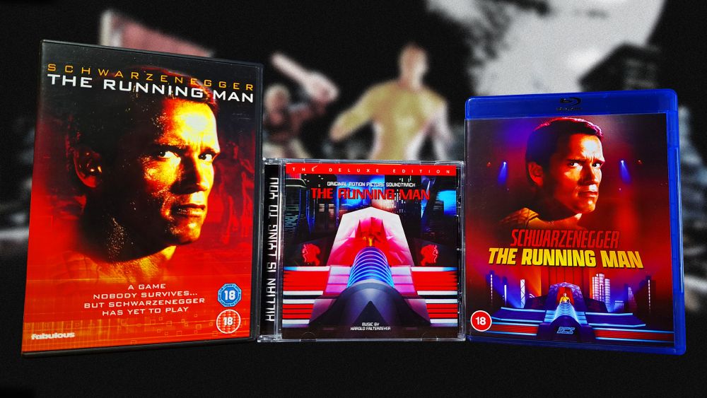 The 1987 version of THE RUNNING MAN on DVD and blu-ray, plus the soundtrack on CD
