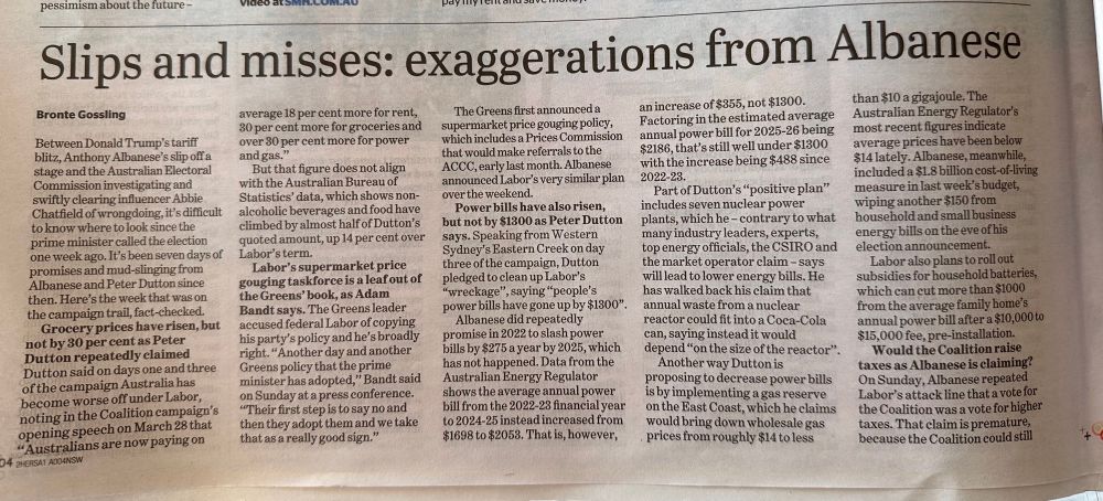 Newspaper article discussing lies Dutton has told the electorate 