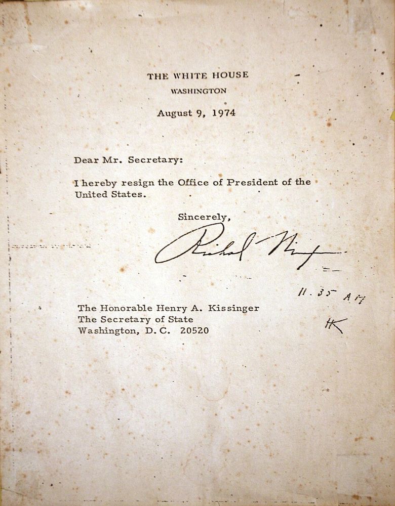 Nixon's resignation letter.