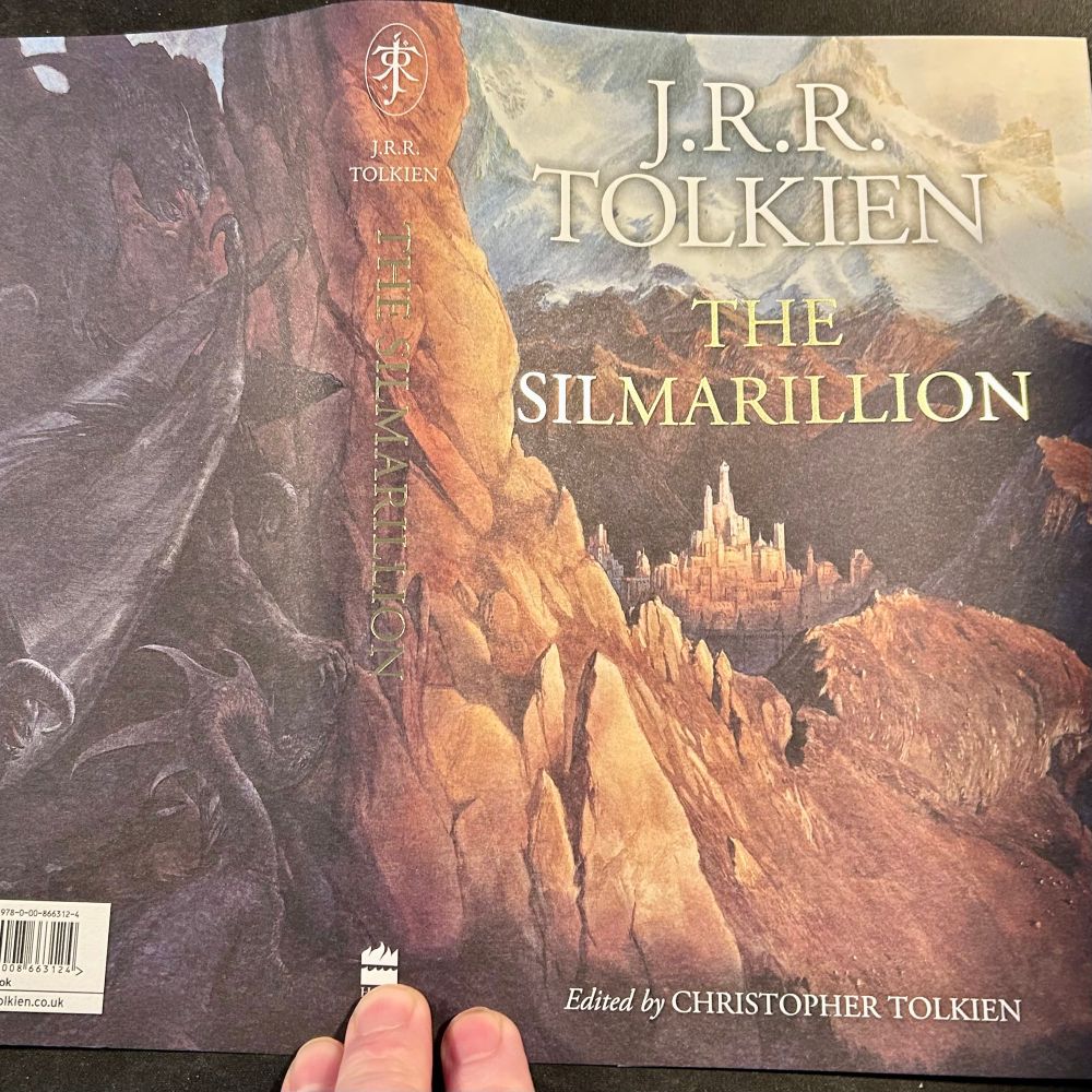 Dust cover from The Silmarillion, with more Alan Lee artwork