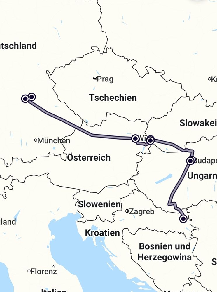 Wir verlassen den Lauf der Donau.  Die Strecke ist sehr schön gewesen mit viel Natur und Schutzgebieten.