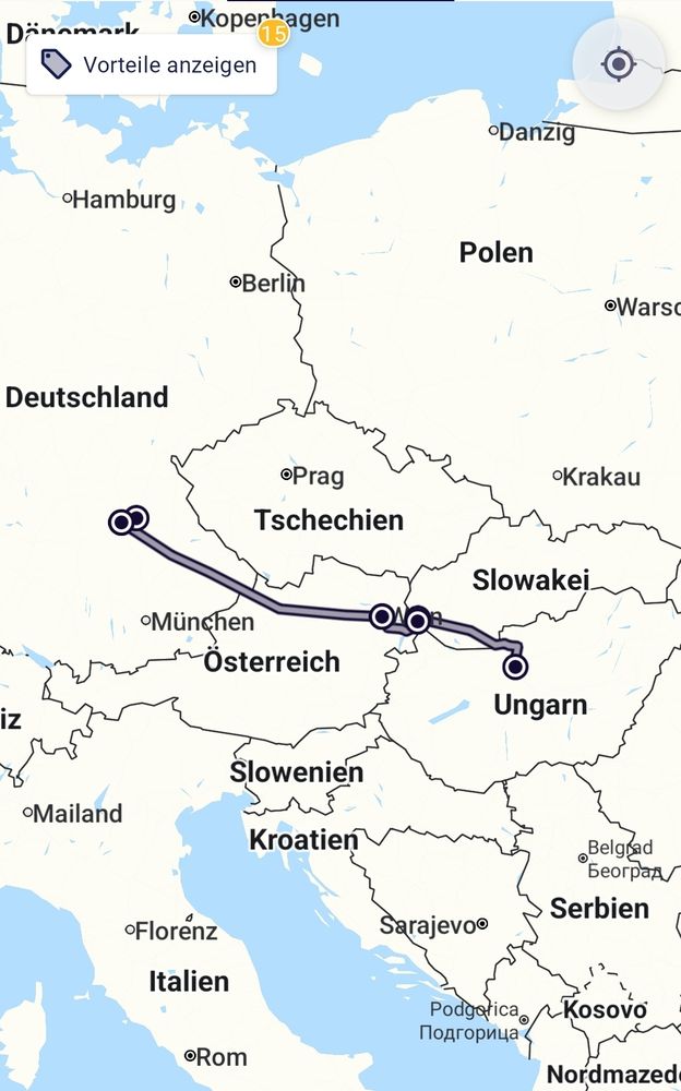 Strecke auf der Europakarte. Es gibt noch einiges zu tun. Aber jetzt schon ist es eine tolle Reise.