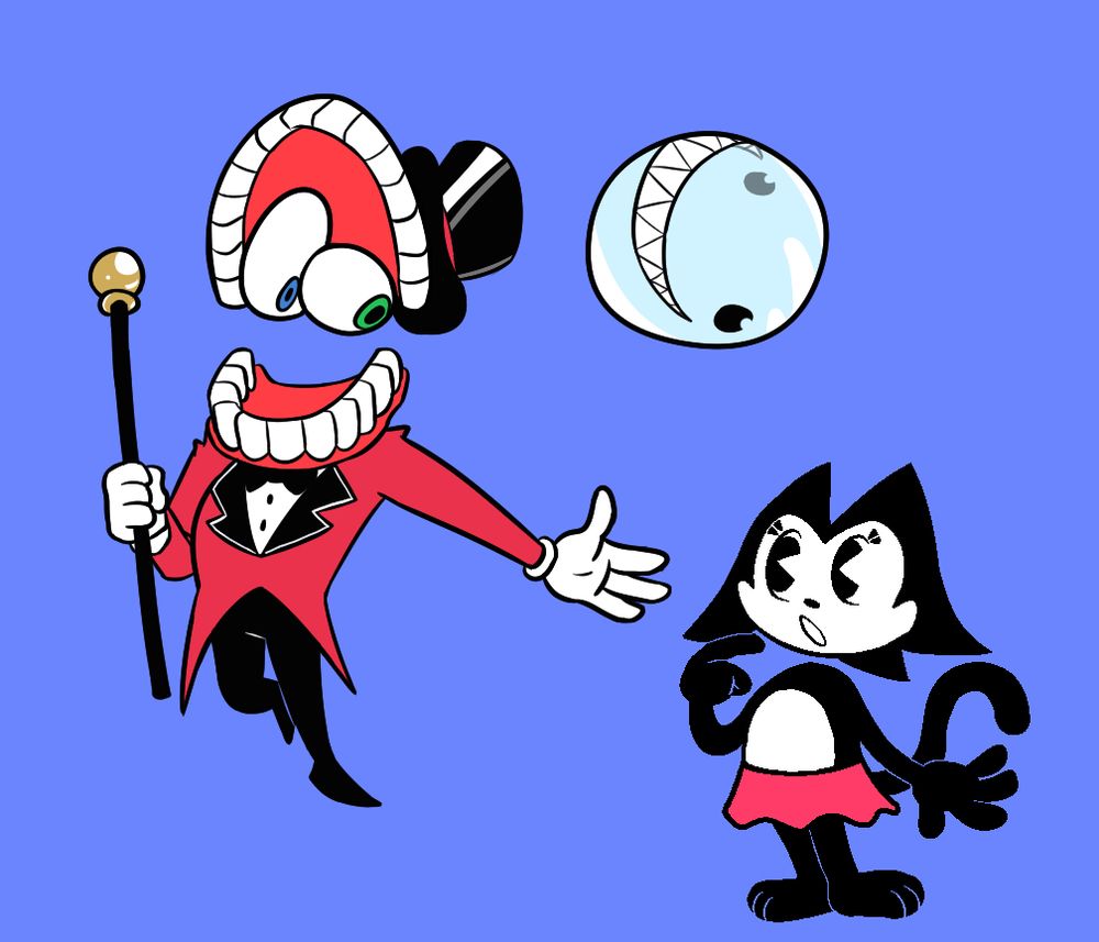 Caine and Bubble presenting and introducing Medley the Cat to the rest of the Circus!