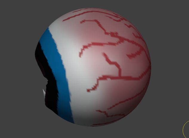 alternate angle of an irritated eyeball with crazy teeth