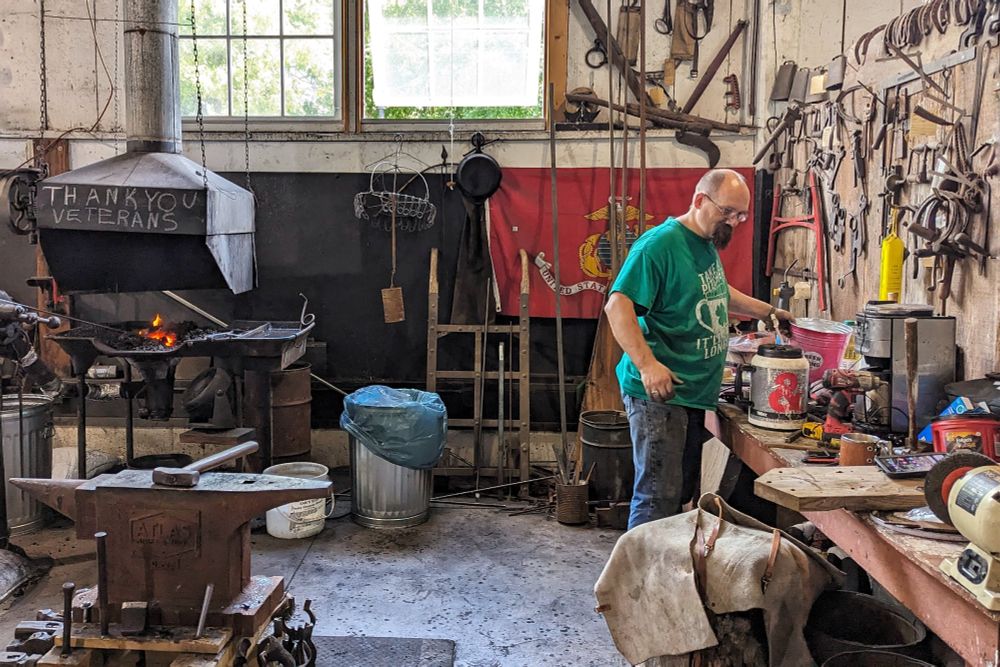 A demonstration smithy at the Iowa State Fair.