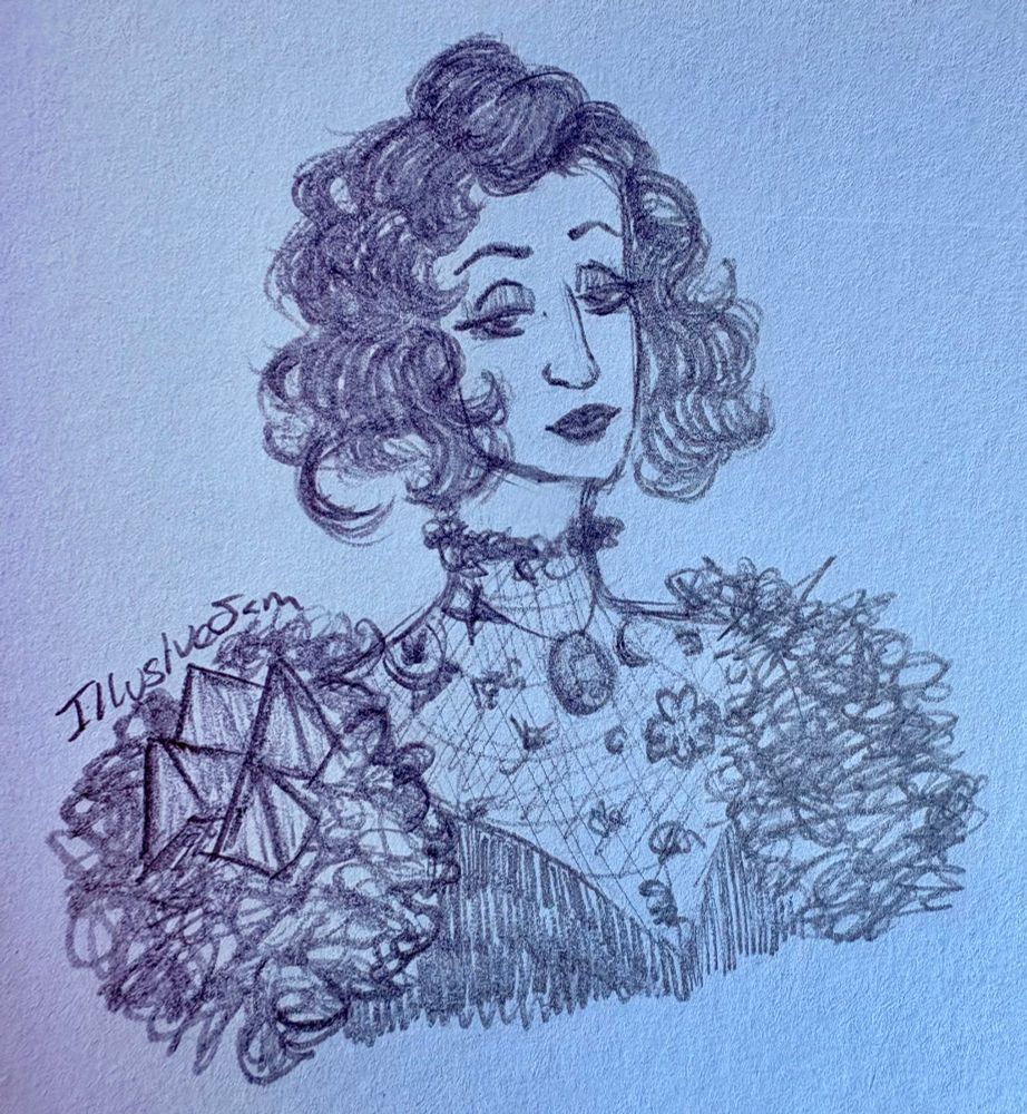 Bust sketch of Lady Memoria from the game Date Everything