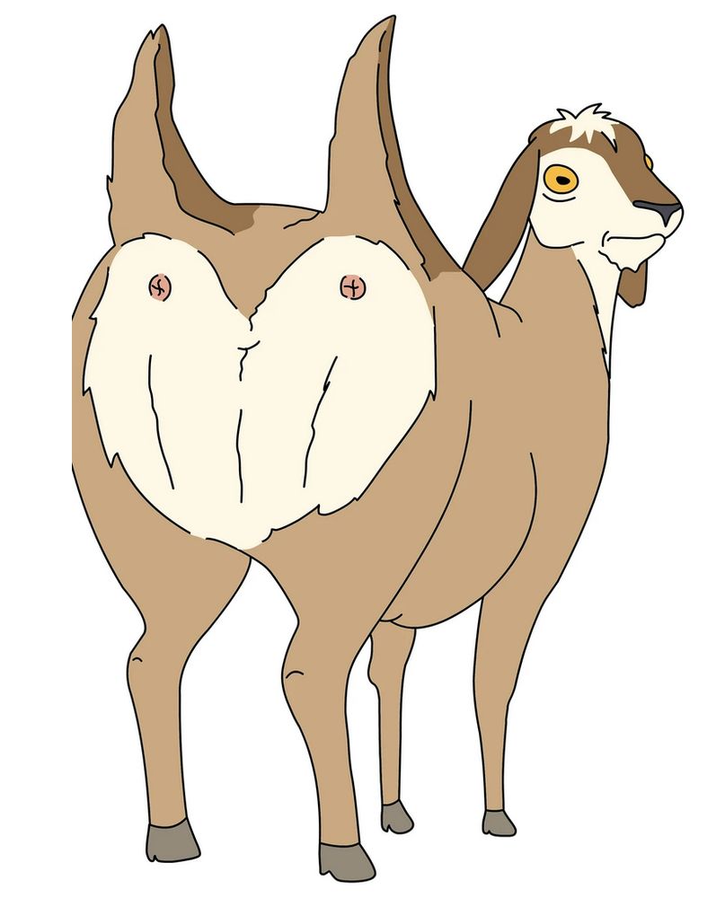 Bob's Burgers screenshot of a goat (you'll never guess) with two buttholes. 