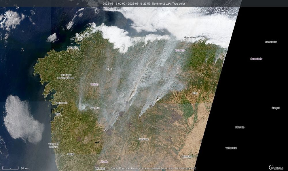 Imagen del satélite Sentinel del Noroeste de la Península 