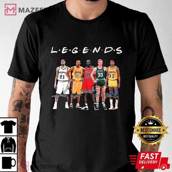 Tim Duncan Kobe Bryant Michael Jordan NBA Legends Signature T-Shirt
