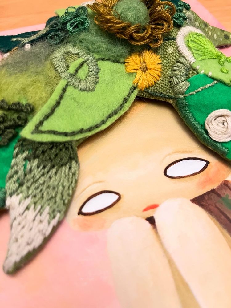A close up of the painting.