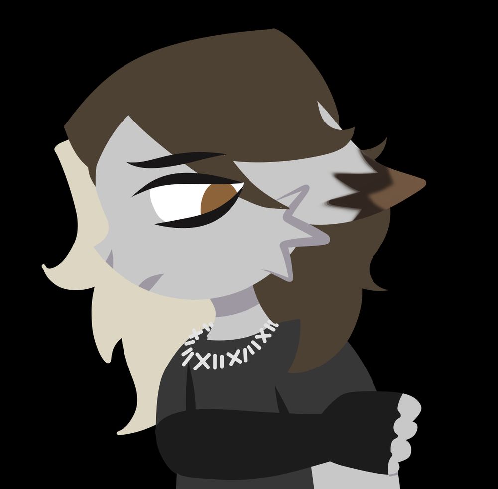 An anthro wolf looking down nervously.