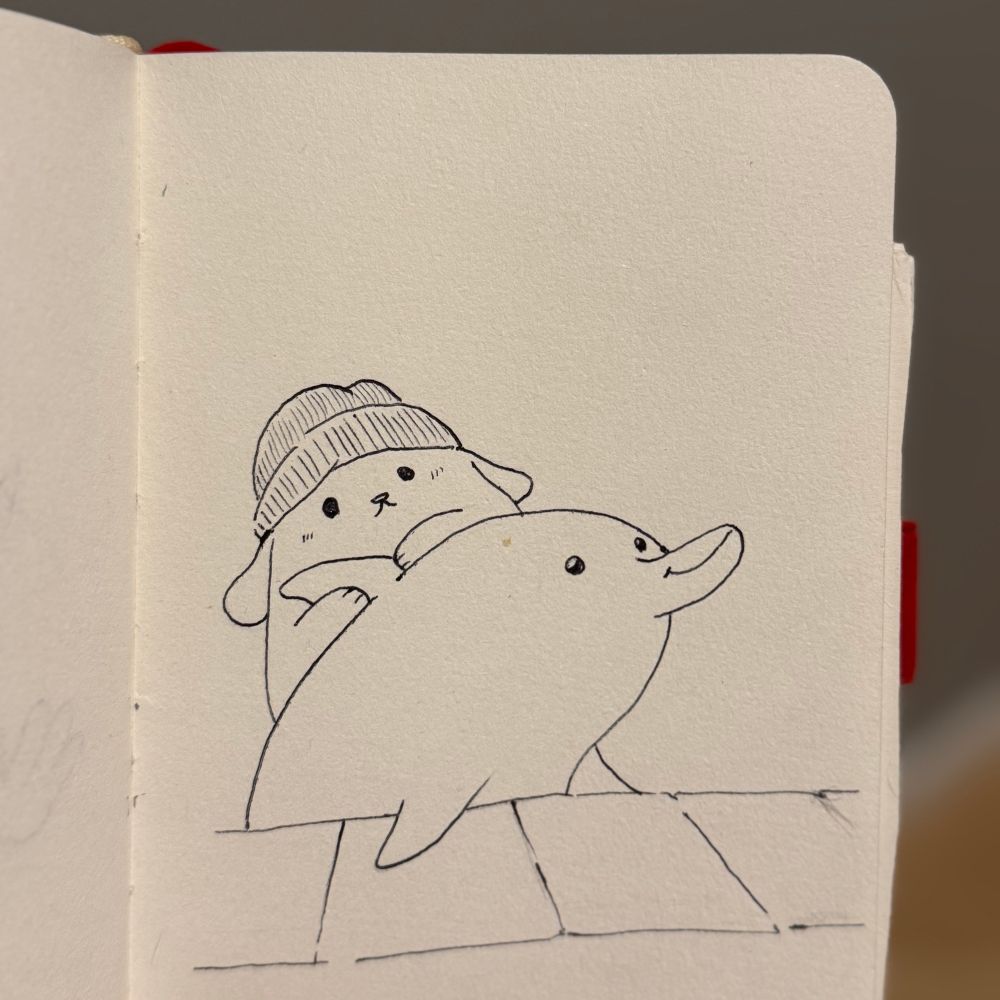 Pompompurin and a dolphin 