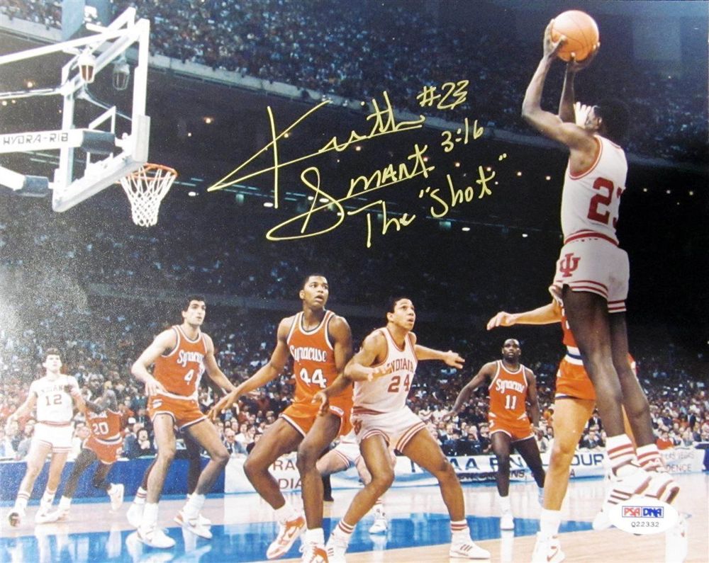 Keith Smart hitting the game winning shot in the 1987 Men's College Basketball National Championship game. Indiana 74, Syracuse 73
