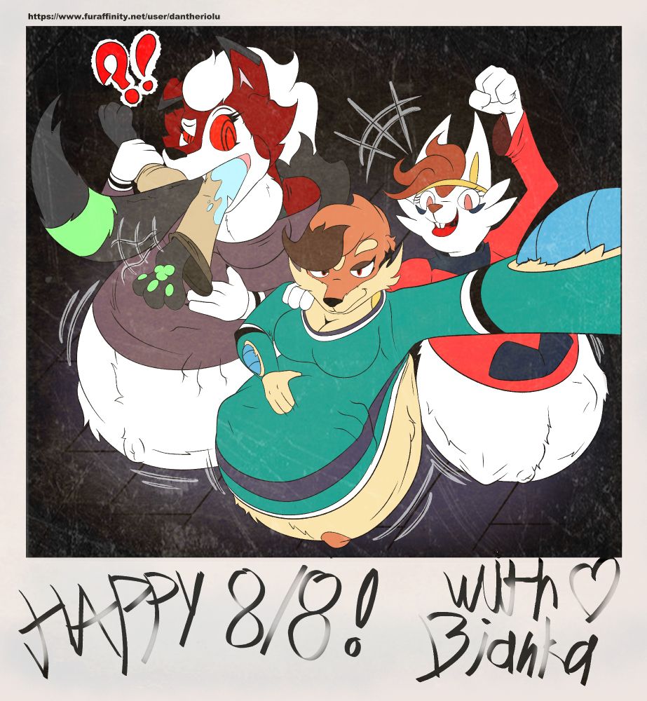 3 gals enjoying vore day with full bellies.