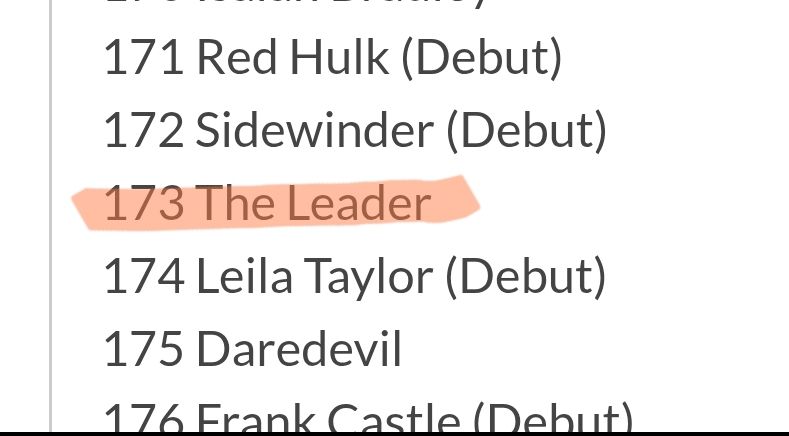 List of some cards including MCU Sam 