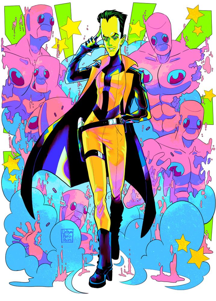 a fanart of Samuel Sterns (The Leader from Marvel's Incredible Hulk) with his humanoids in the background