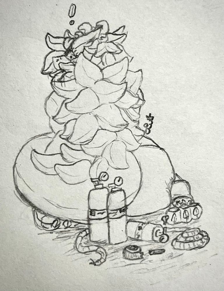 Back view of the same pooltoy Wickerbeast woman as before, now showing a few air canisters, some rope, and a roll of tape all being hidden by her big ass.