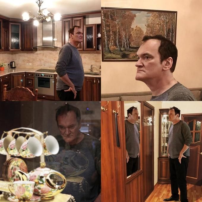 Tarantino walking around just looking at stuff meme.