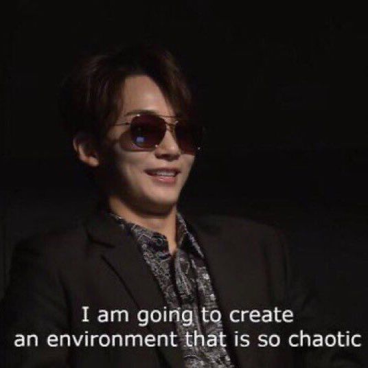 Jeonghan of seventeen with an actual quote saying I am going to create an environment that is so chaotic