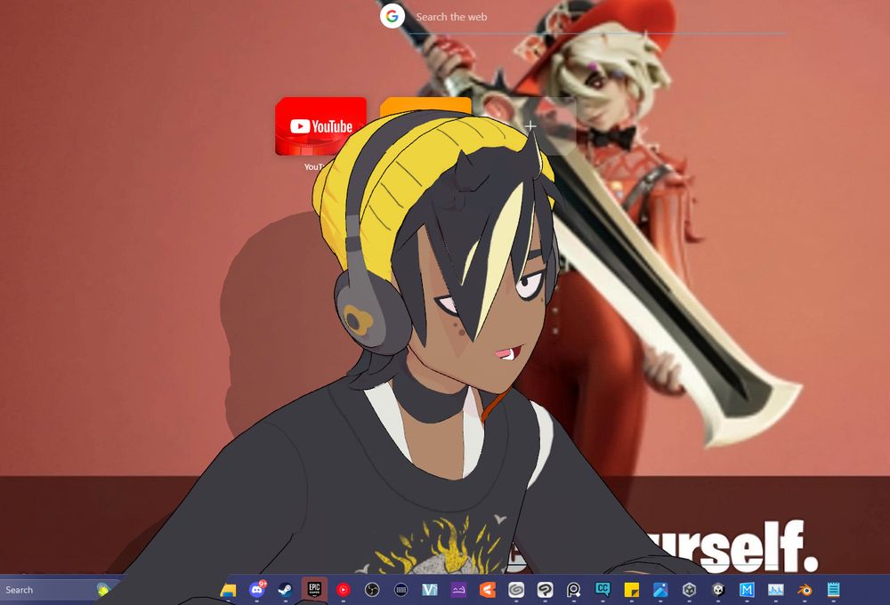 Remi in Desktop Mate trying to remind me to turn off the stove...