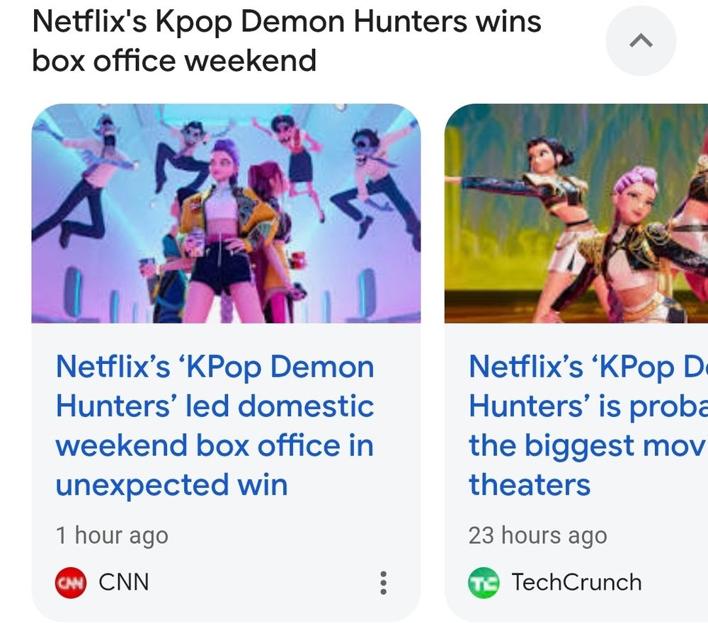 News articles about Netflix's Kpop Demon Hunters leading theatrical box offices over the weekend 