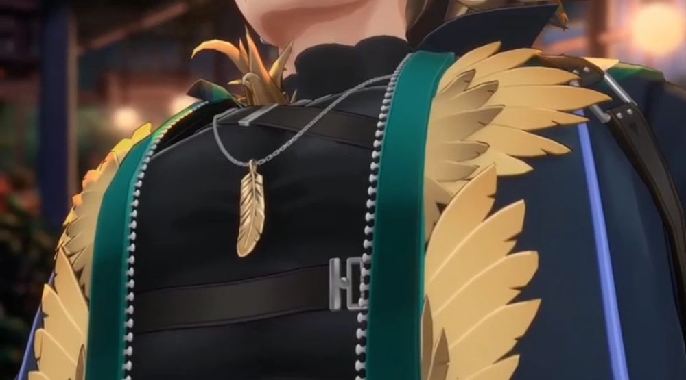 Close-up of Holostars EN Armis Goldbullet's chest 