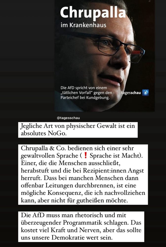 Mein Kommentar über den gewaltvollen Vorfall bei dem ein AfD-Mitglied offenbar verletzt wurde.