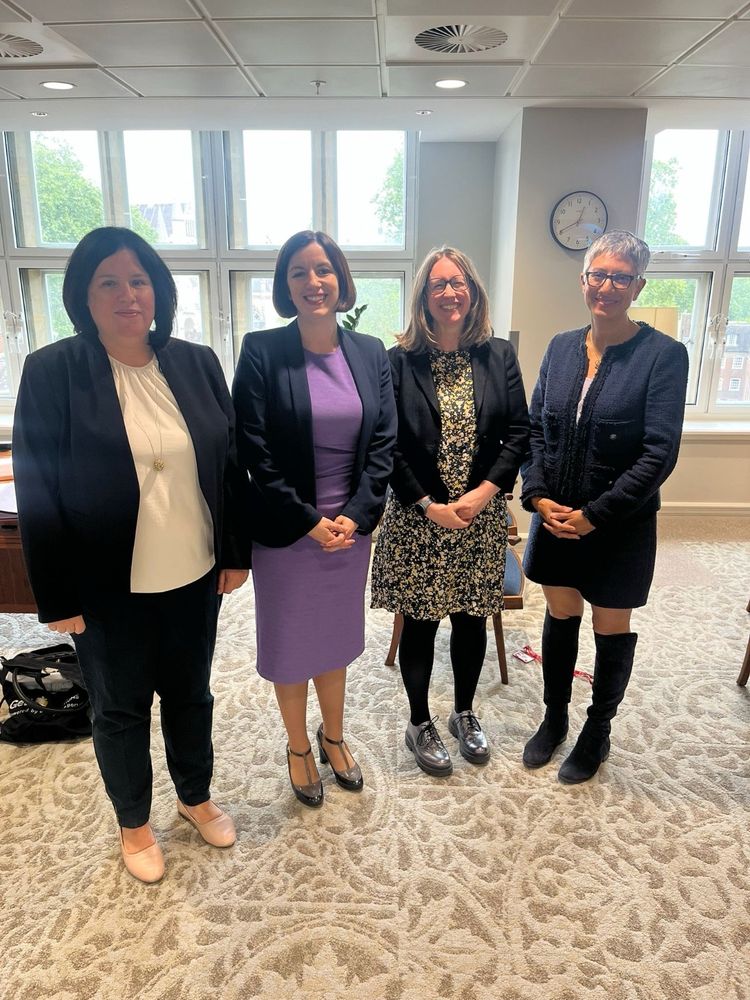Photograph shows the Secretary of State for Education, Rt Hon Bridget Phillipson MP, with Anna Bird, Katie Ghose, and Jane Harris, from the Disabled Children’s Partnership, Westminster, May 2025.