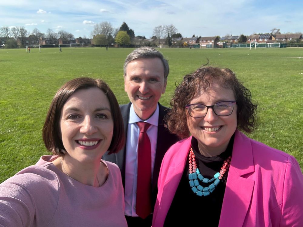 Photograph shows Rt Hon Bridget Phillipson MP with Andrew Pakes MP and Anna Smith, Labour’s candidate for the Mayoralty of the Cambridgeshire and Peterborough Combined Authority. Peterborough, March 2025.