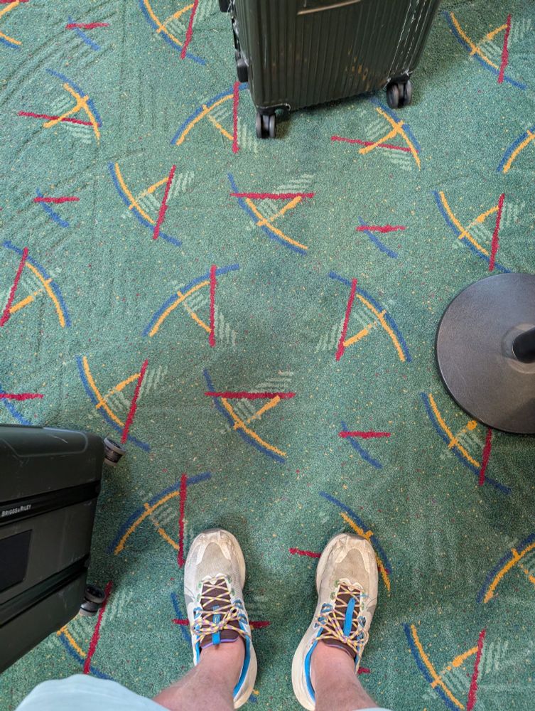 A pic of my feet and the Portland airport carpet