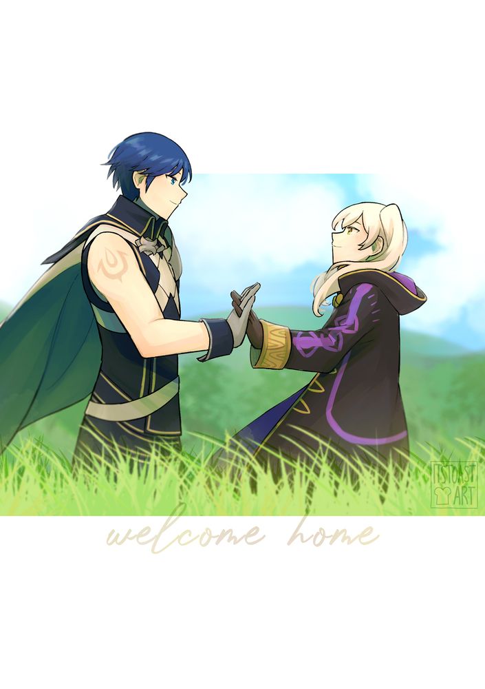 #art - fire emblem awakening - chrom welcomes robin back home